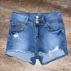 Girls raw jean shorts